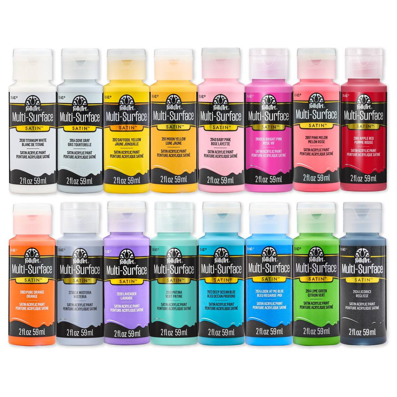 FolkArt® Multi-Surface Satin™ Brights 16 Color Acrylic Paint Set